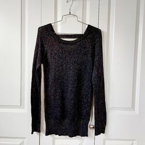 Y2K Black Sweater with Rainbow Metallic Threads XL Wet Seal Bella Swan New Years